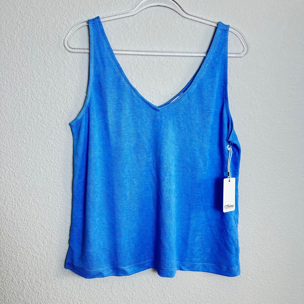 PJ Salvage Tranquilโ Blue V-Neck Knit Tank Top RHBBTK Womens XL New